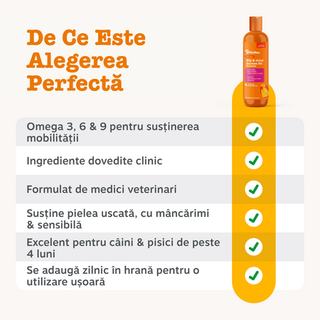 Formula cu ulei de somon pentru mobilitate la caini si pisici Hip & Joint Salmon Oil, 250 ml, Zesty Paws 738564