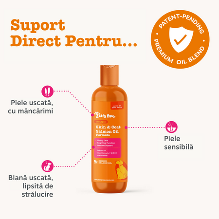 Formula cu ulei de somon pentru blana la caini si pisici Skin & Coat Salmon Oil, 250 ml, Zesty Paws 738568