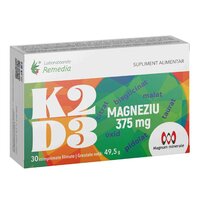 K2 + D3 + Magneziu, 375 mg, 30 comprimate, Laboratoarele Remedia