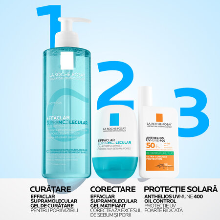Gel de curatare pentru pentru excesul de sebum si porii vizibili Effaclar Supramolecular, 400 ml, La Roche-Posay 738953