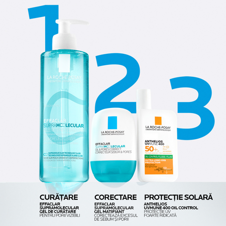 Gel matifiant corector pentru excesul de subum si porii vizibili Effaclar Supramolecular, 40 ml, La Roche-Posay 738982