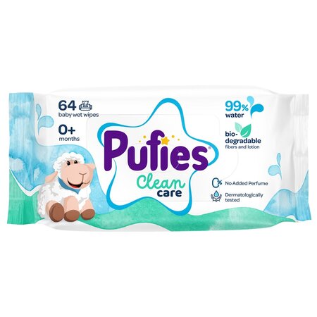 Servetele umede pentru bebelusi, 99% apa Clean Care, 64 bucati, Pufies