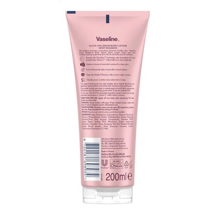 Lotiune de corp tip ser pentru luminozitate Dewy Radiance Gluta Hya, 200 ml, Vaseline 739104