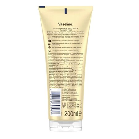 Lotiune de corp tip ser pentru uniformizare Flawless Tone Gluta Hya, 200 ml, Vaseline 739115