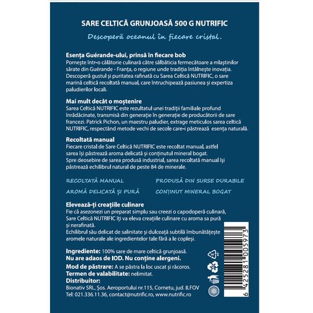 Sare celtica grunjoasa, 500 g, Nutrific 739533