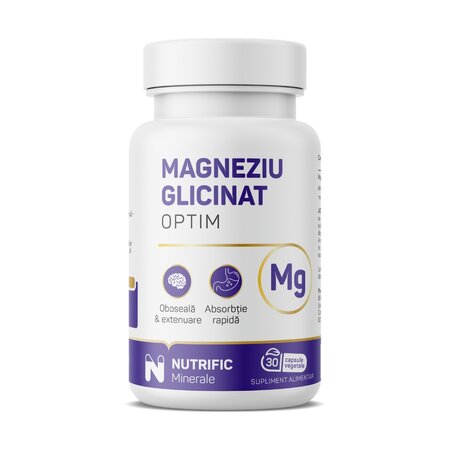 Magneziul glicinat Optim, 30 capsule vegetale, Nutrific