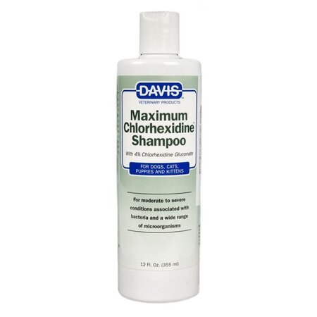 Sampon antiseptic cu spectru larg pentru caini, pisici si cai Maximum Chlorhexidine, 355 ml, Davis