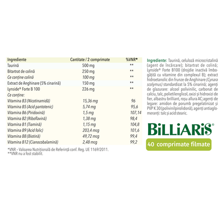 Billiaris, 40 comprimate, Hyllan 739645