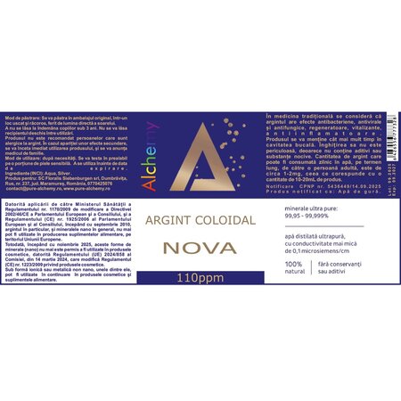 Argint coloidal Alchemy Nova, 110 ppm, 480 ml, Sc Aghoras Invent 739675