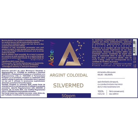 Argint coloidal Alchemy Silvermed, 50 ppm, 480 ml, Sc Aghoras Invent 739707