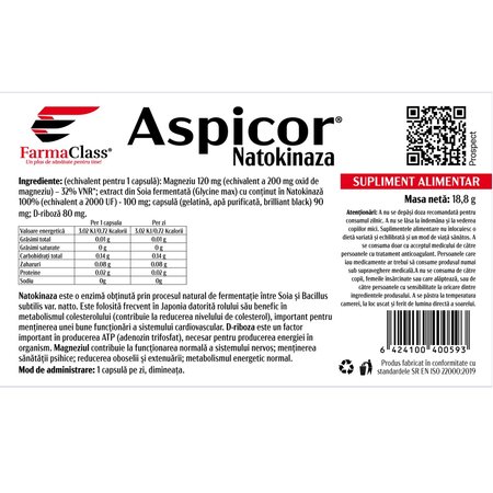 Aspicor Natokinaza, 40 capsule, FarmaClass 739783