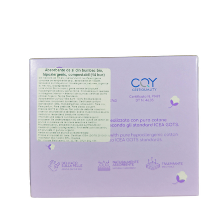 Absorbante de zi din bumbac compostabil, 4 picaturi, 14 bucati, Vivicot 739830