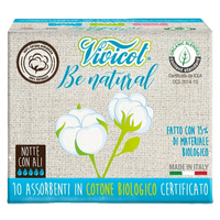 Absorbante de noapte din bumbac ecologic Be natural, 5 picaturi, 10 bucati, Vivicot