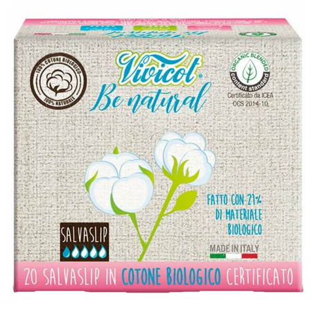 Absorbante zilnice din bumbac ecologic Be natural, 1 picatura, 20 bucati, Vivicot