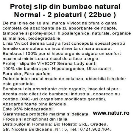 Absorbante pentru incontinenta urinara din bumbac hipoalergenic Serena Puro Cotone, 2 picaturi, 22 bucati, Vivicot 739918
