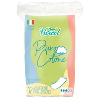 Absorbante fara aripioare din bumbac hipoalergenic Puro Cotone, 3 picaturi, 12 bucati, Vivicot