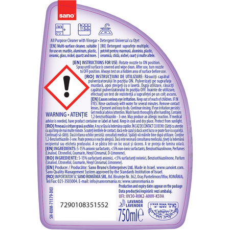 Detergent universal cu otet pentru suprafete Jet, 750 ml, Sano 739944