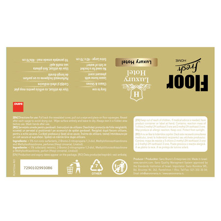 Servetele umede pentru pardoseli Floor Fresh Wipes Luxury Hotel, XL, 10 bucati, Sano 739953