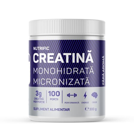 Pudra cu Creatina monohidrata micronizata, 300 g, Nutrific