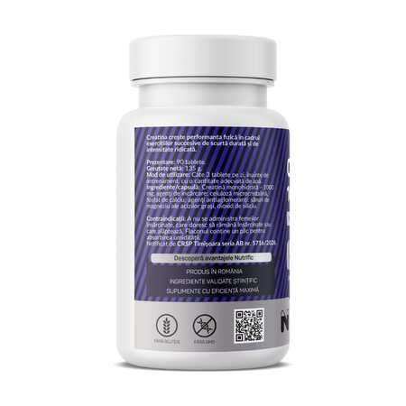 Creatina monohidrata, 1000, 90 tablete, Nutrific 739984