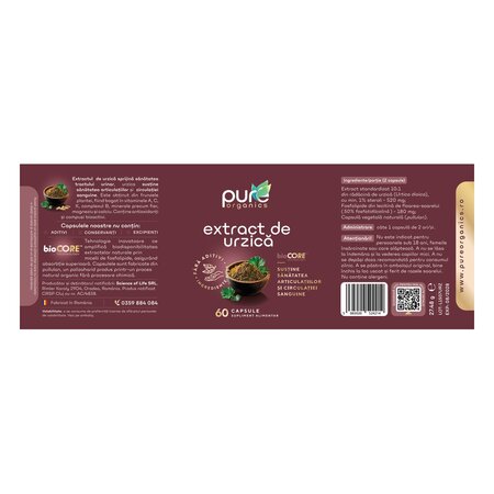 Extract de urzica, 60 capsule, Pure Organics 740040