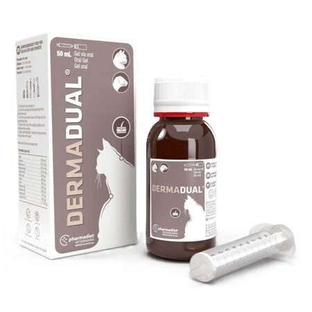 Supliment nutritional pentru pisici si dihori Dermadual Gel, 50 ml, Pharmadiet