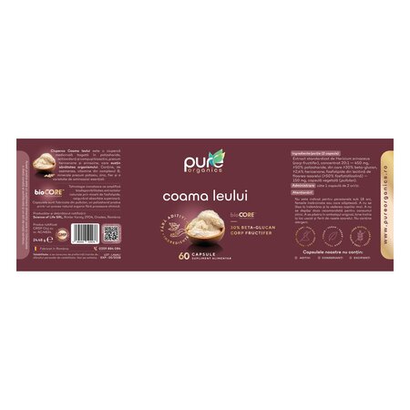 Coama leului, 60 capsule, Pure Organics 740055