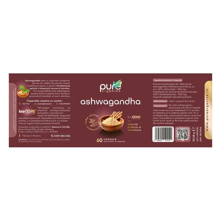 Ashwagandha, 60 capsule, Pure Organics 740124