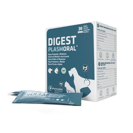 Supliment digestiv pentru caini din rase mici si medii Plasmoral Digest, 30 plicuri, Pharmadiet