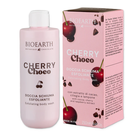 Gel de dus exfoliant cu extract de cacao, cirese si zmeura Cherry Choco, 250 ml, Bioearth