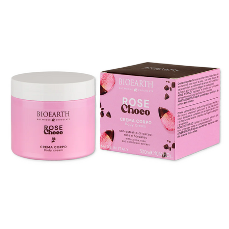 Crema de corp cu extract de cacao, trandafir si albastrele Rose Choco, 300 ml, Bioearth