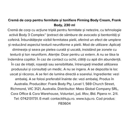 Crema de corp pentru fermitate si tonifiere Firming, 230 ml, Frank Body 740788