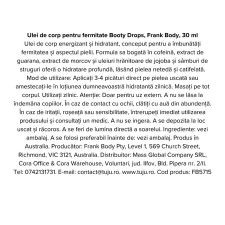 Ulei de corp pentru fermitate Boty Drops, 30 ml, Frank Body 740804