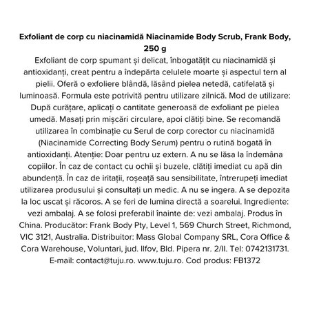 Exfoliant de corp cu niacinamida, 250 g, Frank Body 740852