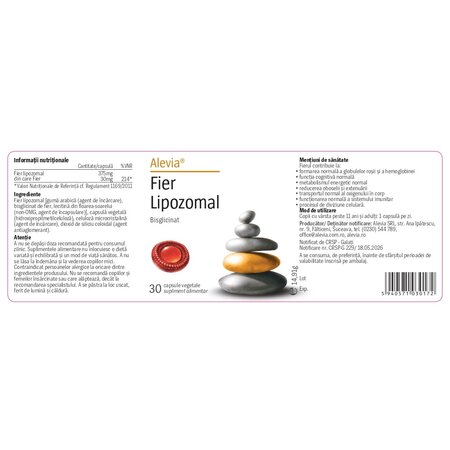 Fier lipozomal, 30 capsule vegetale, Alevia 741057