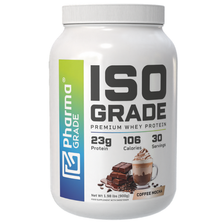 Shake proteic din zer Iso Grade Coffee Mocha, 900 g, Pharma Grade