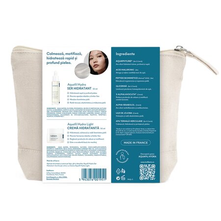 Pachet Crema hidratanta Aquafil Light  50 ml + Ser cu petide si acid hialuronic Aquafil Hydra 30 ml, Ivatherm 741486