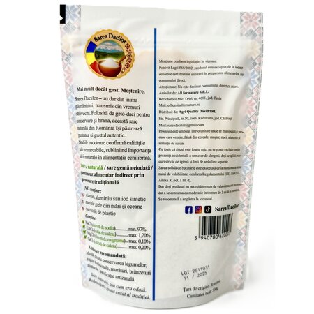 Sare de mina neiodata, 500 g, Sarea Dacilor 741569