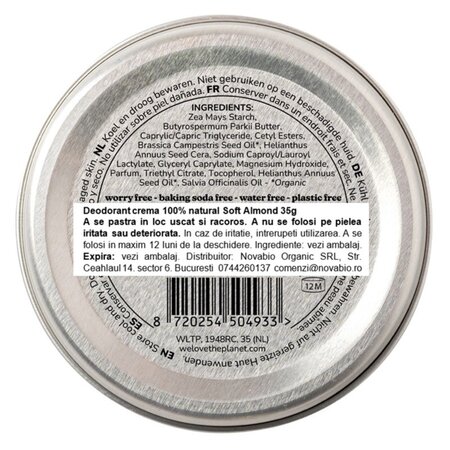 Deodorant natural crema Soft Almond, 35 g, We love the planet 741845