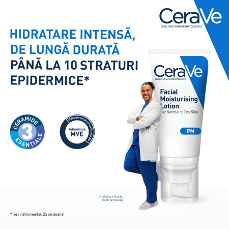 Crema hidratanta de fata pentru ten normal si uscat, 52 ml, CeraVe 648551