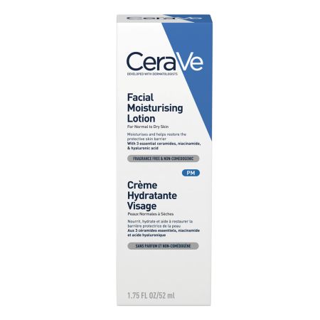Crema hidratanta de fata pentru ten normal si uscat, 52 ml, CeraVe 648562