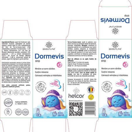 Sirop pentru copii Dormevis, 150 ml, BioSunLine 742293