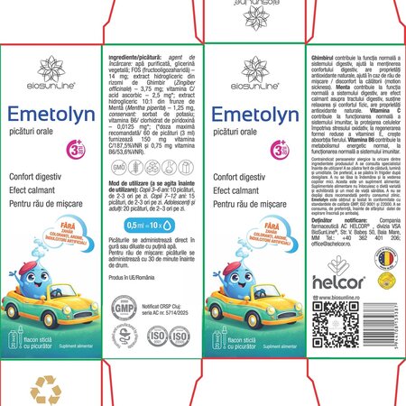 Picaturi orale pentru copii Emotolyn, 20 ml, BioSunLine 742332