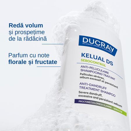 Sampon anti-matreata pentru scalp gras Kelual DS Sebocontrol, 100 ml, Ducray 742586
