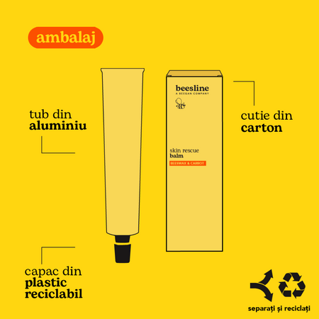 Balsam reparator cu ceara de albine si morcov Skin Rescue Balm, 100 ml, Beesline 755184