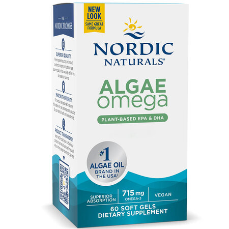 Omega 3 vegan din alge Algae Omega, 715 mg, 60 capsule moi, Nordic Naturals