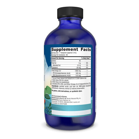 Ulei din ficat de cod fara aroma Arctic Cod Liver Oil, 1060 mg, 237 ml, Nordic Naturals 742597