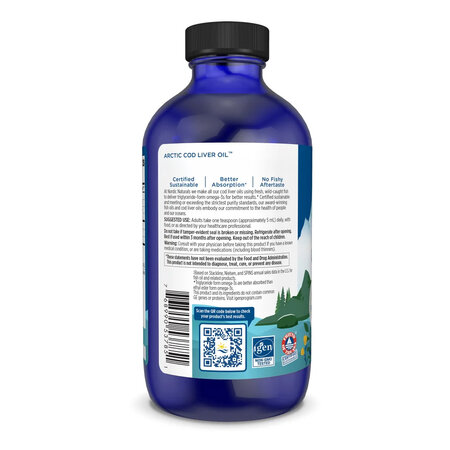 Ulei din ficat de cod fara aroma Arctic Cod Liver Oil, 1060 mg, 237 ml, Nordic Naturals 742596