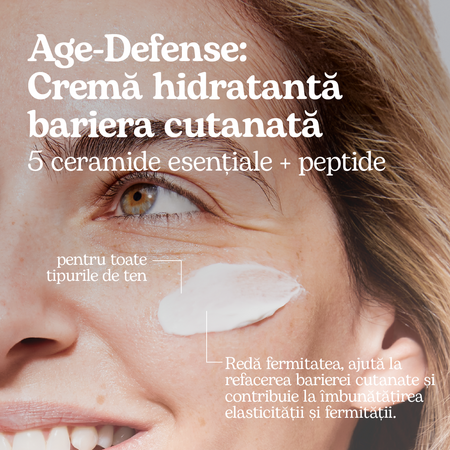 Crema antirid hidratanta pentru fata cu ceramide si polipeptide Age Defense, 50 ml, Beesline 742603