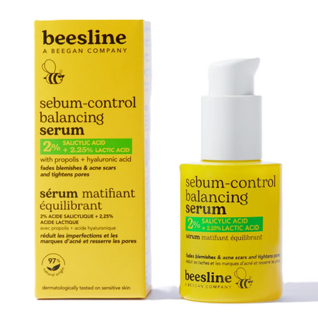 Ser facial cu acid salicilic si acid lactic pentru controlul sebumului, 30 ml, Beesline